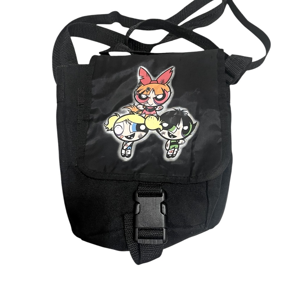 💙VINTAGE 90’s POWERPUFF GIRLS Black Crossbody Bag with Cartoon Network